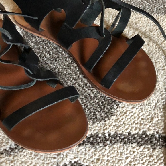 Black leather gladiator sandals - Picture 2 of 3